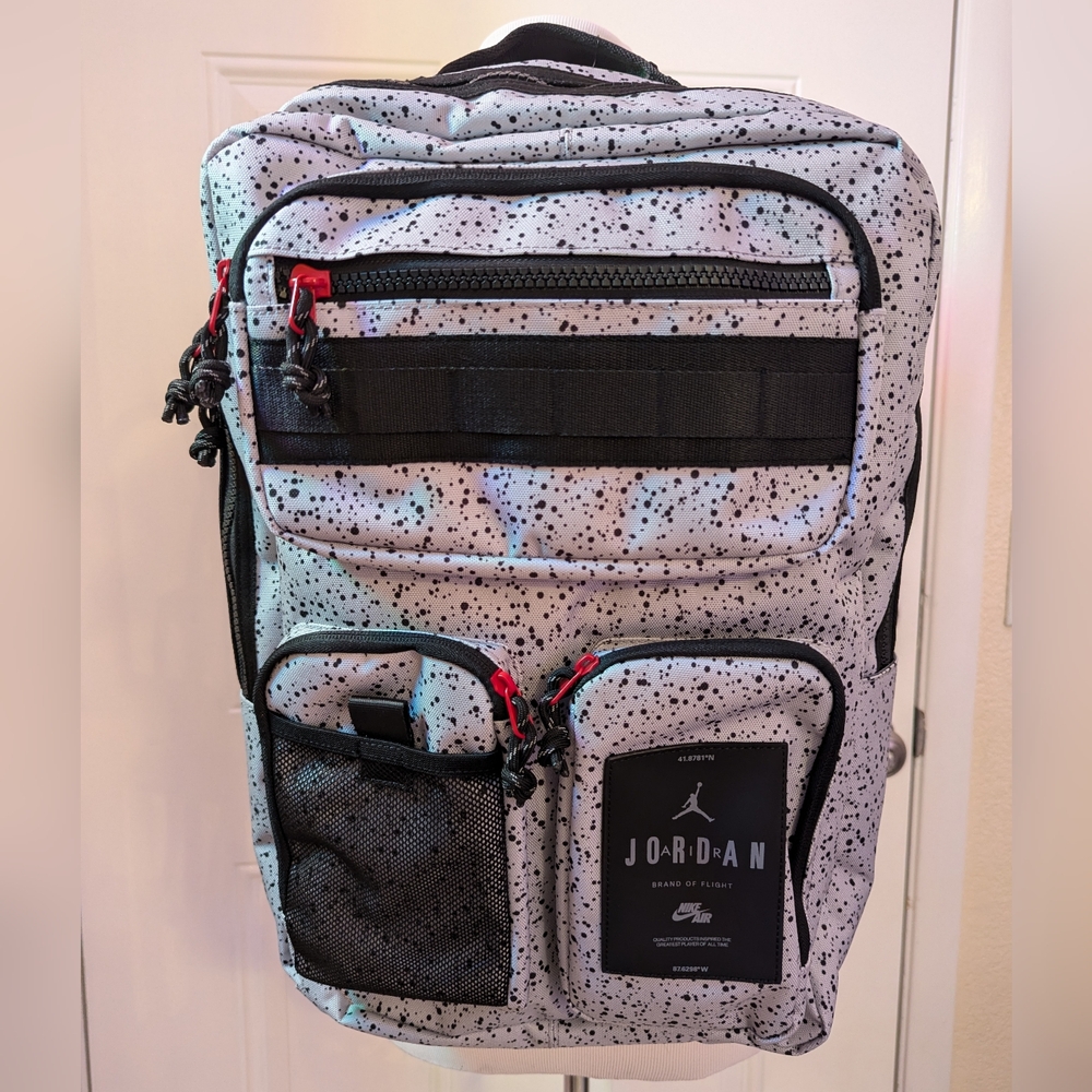 Nike Air Jordan 15" Air Hesi Backpack MA0838-G0W Cement Gray Elephant Print NWT